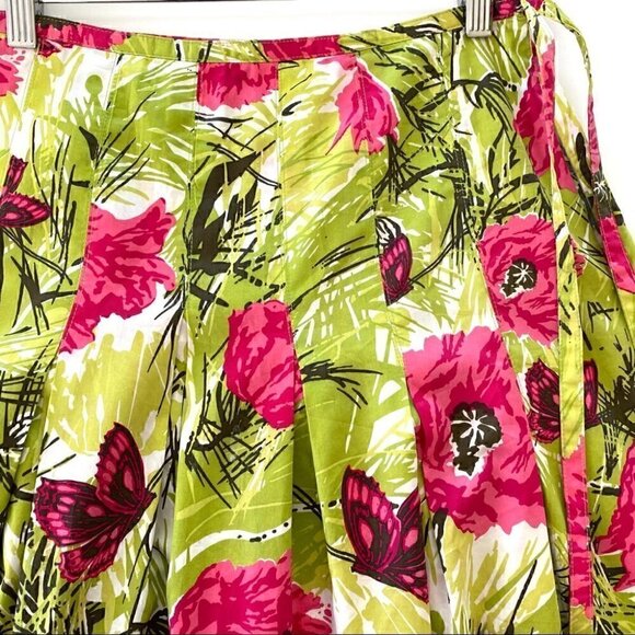 Talbots cotton pleated full skirt in a floral print, cotton - Picture 4 of 10